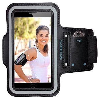 SmartOmni Sport Armband with Adjustable Length Band   Key Slots for iPhone 6S/6/5C/5S,iPod MP3 Player and Most Of 4.7" Devices(Black).For Gym Bike Jogging Running Or Any Fitness Activity.