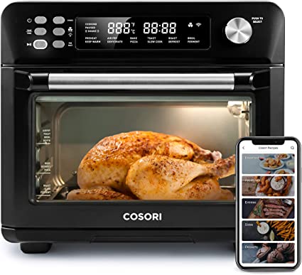 COSORI Smart 12-in-1 Air Fryer Toaster Oven Combo, Countertop Dehydrator and Slow Cooker for Chicken, Pizza and Cookies, Christmas Gift, Work with Alexa and Google Home, 25L, Black