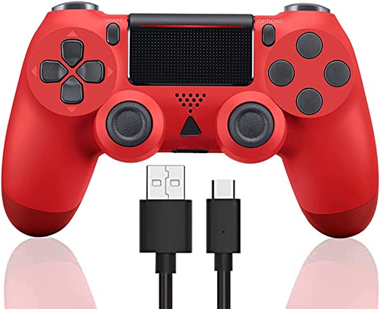 TPFOON Wireless Controller Compatible with Playstation 4, Gaming Controller Remote Gamepad with Charging Cable, Bluetooth Dual Vibration/6-Axis Joystick Compatible with PS4/Pro/Slim/PC
