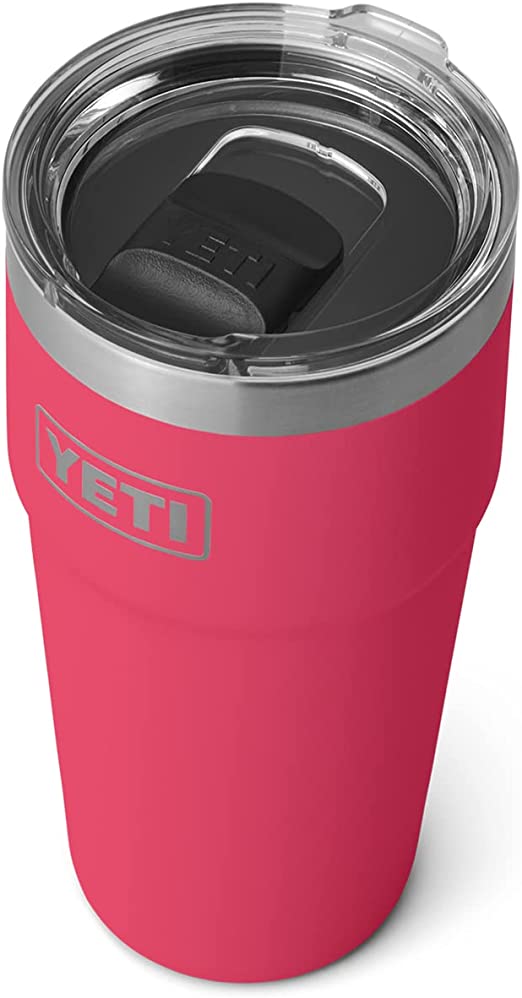 YETI Rambler 16 oz Stackable Pint, Vacuum Insulated, Stainless Steel with MagSlider Lid, Bimini Pink