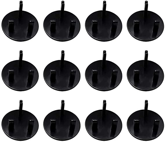 12 Pcs Baby Proofing UK Plug Socket Cover Plug Covers,Child Safety Electrical Socket Covers,Child Proof Electrical Plug Protectors for Child Baby Home and School,Black