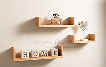 Set Of 3 Different Sizes U Shaped Wooden Floating Shelf Available in black,White (Oak) by dy&dx