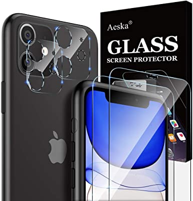 [4 Pack] 2 Pack iPhone 11 Screen Protector with 2 Pack Camera Lens Protector for iPhone 11 6.1'', Tempered Glass [Case Friendly] [Anti-Scratch] HD Ultra-Thin Clear 9H Hardness
