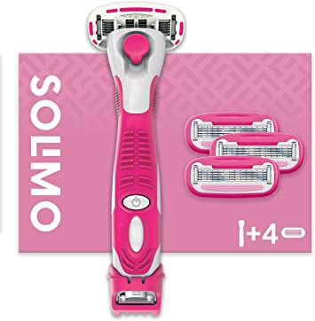 Amazon Brand - Solimo Female 5 Blade Razor with 3-in-1 Trimmer and 4 Blades