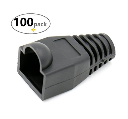 iExcell® 100-Pack Black CAT5E CAT6 RJ45 Ethernet Network Cable Strain Relief Boots