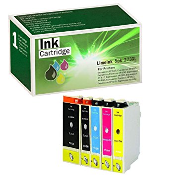 Limeink 5 Pack Remanufactured 273XL Ink Cartridges Set (1 Black, 1 PB, 1 Cyan, 1 Magenta, 1 Yellow) for Epson Expression XP520, XP600, Premium XP600, XP610, XP620, XP800, Premium XP800, XP810, XP820