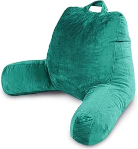 Milliard Reading Pillow with Shredded Memory Foam, Large Adult Backrest with Arms, Back Support for Sitting Up in Bed with Washable Cover (Sit up Pillow) Teal