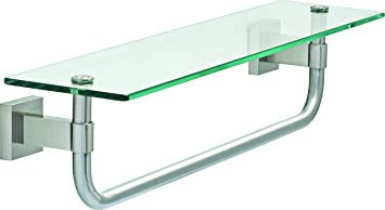 Franklin Brass MAX10-SN Maxted Glass Shelf with Towel Bar, 18", Satin Nickel