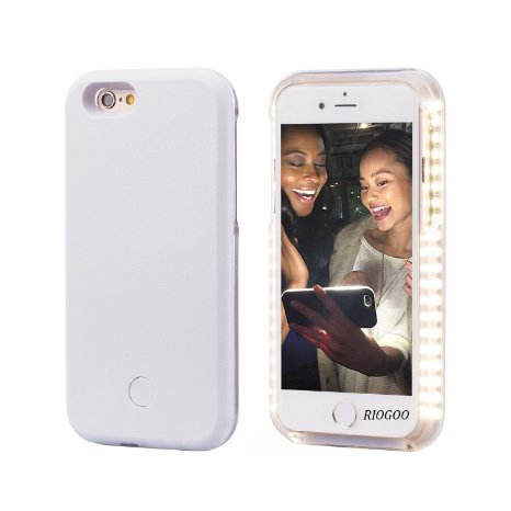 Selfie Light Case, RIOGOO Phone Selfie Case with Facetime - Illuminated Cell Phone Case for iPhone 6/6s White