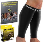 Shin Splints Calf Compression Sleeve - Men and Women - Support Stockings for Running Basketball Cycling tights -FREE EBOOK- Best Footless Socks - Circulation for Runners Calves - Leg Cramps Remedy