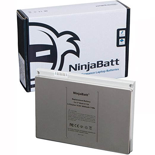 NinjaBatt Laptop Battery for Apple A1229 A1261 A1212 A1151 A1189 MacBook Pro 17 Inch MB166LL/A MA897LL/A MA611LL/A - Premium quality High performance [Li-Polymer/68Wh/10.8v]