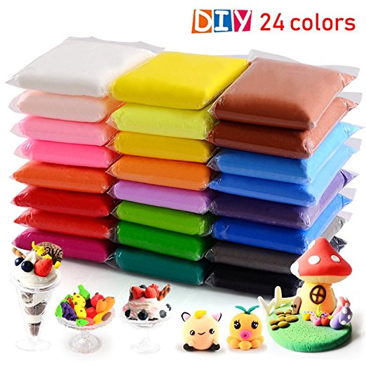 24 Colors Air Dry Clay, Ultra Light Modeling Clay, QMay Magic Clay Artist Studio Toy, No-Toxic Modeling Clay & Dough, Creative Art DIY Crafts, Gift for Kids