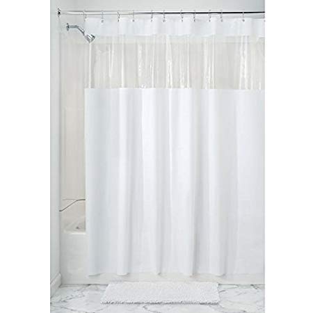 InterDesign Hitchcock PVC-Free EVA Shower Curtain, 72" x 72" - White/Clear