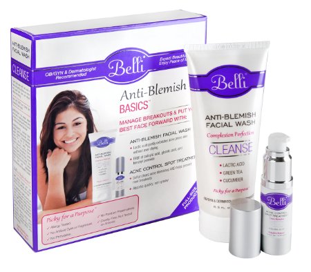 Belli Anti-Blemish Basics Value Set - Manage Breakouts with Belli Anti-Blemish Facial Wash and Acne Control Spot Treatment - Specifically Designed for Expecting Moms