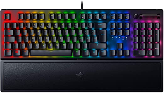 Razer BlackWidow V3 Green Switch Gaming Keyboard with Chroma RGB Lighting, Multi-Function Digital Wheel and Multimedia Keys, Ergonomic Wrist Stand, Italian Layout, Black