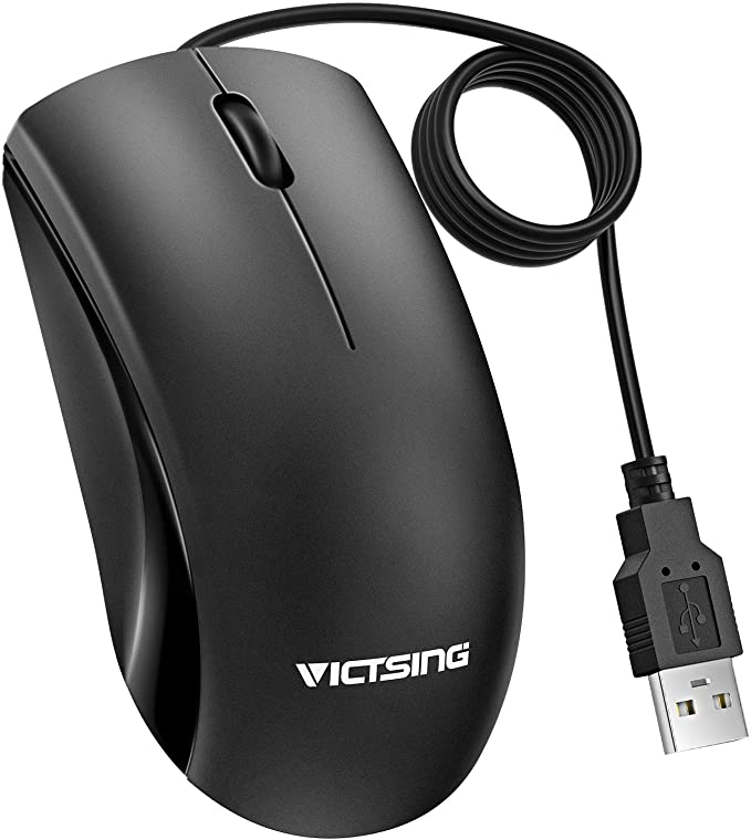 VicTsing Wired Mouse 3-Button 1200 DPI, Computer USB Mouse Optical Mice, Compatible with Laptop, PC, Mac, Desktop - Black