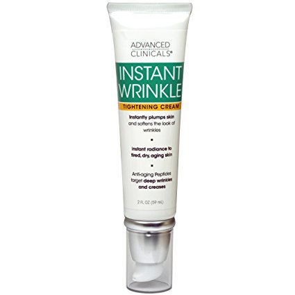 Advanced Clinicals Instant Wrinkle Tightening Cream. Targets and improves the look of sagging skin, dryness, aging, tired skin, wrinkles, and fine lines. Oat Extract, Vitamin E, and Aloe Vera. 2oz