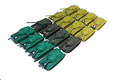 16 Pc Army Military Tanks Play Set (3 Colors)