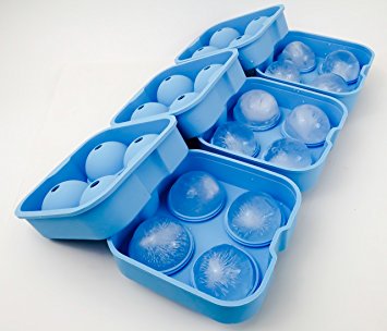SimplexSilicone Premium Ice Ball Maker Mold – 4.5cm Ice Balls – Silicone Ice Sphere Tray - Enjoy Chilled Drinks (Whiskey, Cocktail, Coffee, Tea, Water) Without Dilution – Set of 3 (Glacier Blue)
