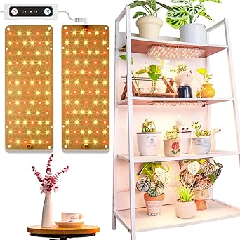 DOMMIA Grow Lights for Indoor Plants, Space-saving Ultra-Thin Grow Light Panels, Plant Growing Lamp with Precise 6/10/12h Timer, Full Spectrum Plant Supplement Grow Light Strip,20W Sun Lamp for Plants