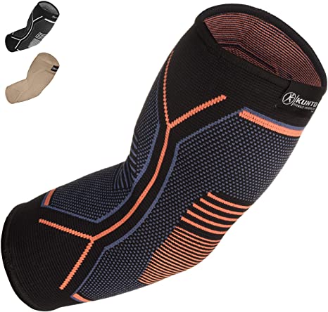Kunto Fitness Elbow Brace Compression Support Sleeve for Tendonitis, Tennis Elbow, Golf Elbow Treatment - Reduce Joint Pain During Any Activity!
