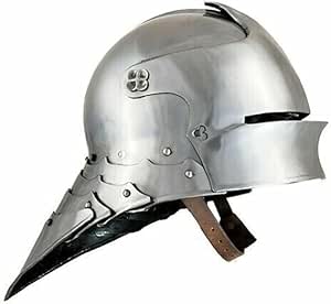 German Gothic Sallet Helmet Medieval Steel Armor Sallet Helmet European Sallet Helmet Italian Face Close LARP Fighting Roleplay Costumes, Medium, clear