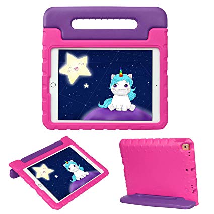 HDE iPad 7th Generation Case for Kids – iPad 10.2 inch 2019 Case for Kids Shock Proof Protective Light Weight Cover with Handle Stand for 2019 Apple iPad 10.2 - Purple Pink