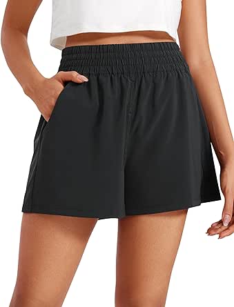 CRZ YOGA Womens Shorts Casual High Waisted Linerless Lounge Athletic Golf Shorts with Pockets Weightless