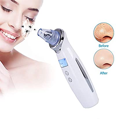 KEBEIER Blackhead Remover Vacuum, Electric Vacuum Pore Cleaner USB Rechargeable Blackhead Acne Comedone Extractor Tool Device with LED Display for Women and Men (White)