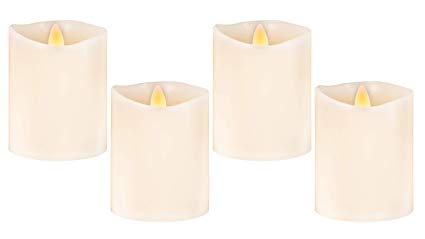 Flameless Candles Set of 4(D 3" x H 4") Flickering Flame Effect, LED Pillar Candles Real Wax with Timer and Battery Operated and Remote to Buy Separately