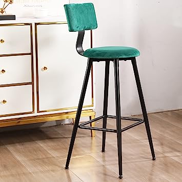 CUYOCA Counter Height Bar Stools with Back, Barstools 26 Inch Counter Stools Chairs with Metal Legs, Velvet Upholstered for Pub, Restaurant, Kitchen Island (Emerald)