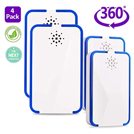 ATETION Ultrasonic Pest Repeller 4 Pack Upgraded,Electronic Plug in Pest Control Indoor Use,100% Safe Repellent Pregnant Women and Babies Available，Anti Rat/Spiders/Ants/Cockroaches