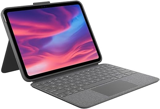 Logitech Combo Touch Detachable Keyboard Case for iPad (10th gen) with Large Precision Trackpad, Full-Size Backlit Keyboard, and Smart Connector Technology - Oxford Grey