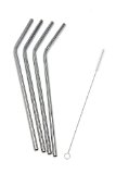 Epica Stainless Steel Drinking Straws Set of 4- Free Cleaning Brush Included