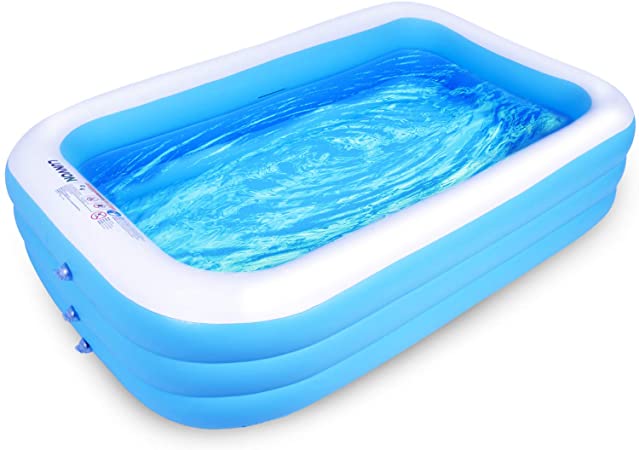 Lunvon Family Inflatable Swimming Pool, 120" X 72" X 22" Full-Sized, Lounge Pool for Kids, Adult, Toddlers for Ages 6 , Outdoor, Garden, Backyard, Summer Water Party, Blue