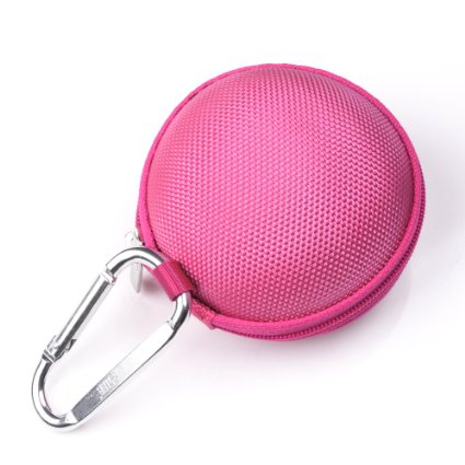 Case Star ® Hot Pink Earphone handsfree headset HARD EVA Case - Clamshell/MESH Style with Zipper Enclosure, Inner Pocket, and Durable Exterior   Silver Climbing Carabiner With Case star cellphone bag