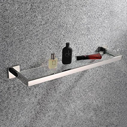 KES Bathroom 7MM-Thick Tempered Glass Shelf Wall Mount Rectangular SUS304 Stainless Steel 20-Inch Long, Polished Finish, A2521S20