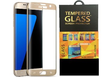 Auto Rover S7 edge screen protector - Samsung Galaxy S7 Edge Tempered Glass - High Definition - Full 100 Coveragegold