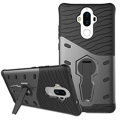 Huawei Mate 9 Case, Suensan Rugged Impact Armor Hybrid Kickstand Cover Case For Huawei Mate 9 5.9 inch (2016) (Black3)