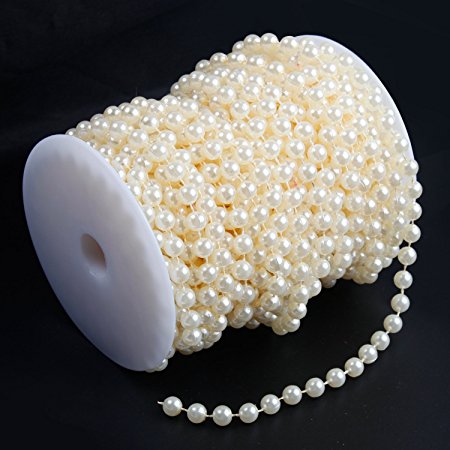 Airkoul Acrylic Faux Pearls Beads String Roll Ivory 8mm Strand Garland DIY Decor Party Wedding 10M/20M (10M=33ft)