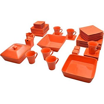 10 Strawberry Street Nova Square Banquet 45-piece Dinnerware Set (Orange)