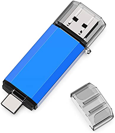 KALSAN 64GB USB Flash Drive, Type C Dual USB Disk(USB-A 3.0/Type C 3.0), High Speed 64GB Thumb Drive USB Pen Stick for Type C Smartphones, Tablets, PC, New MacBook-Blue