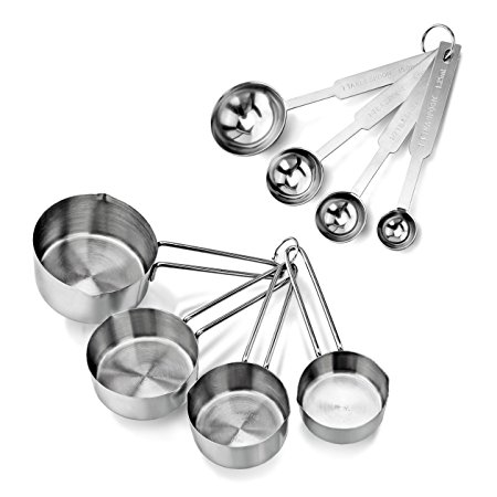 New Star Foodservice 42917 Commercial Quality Stainless Steel Measuring Cups and Spoons Combo Set