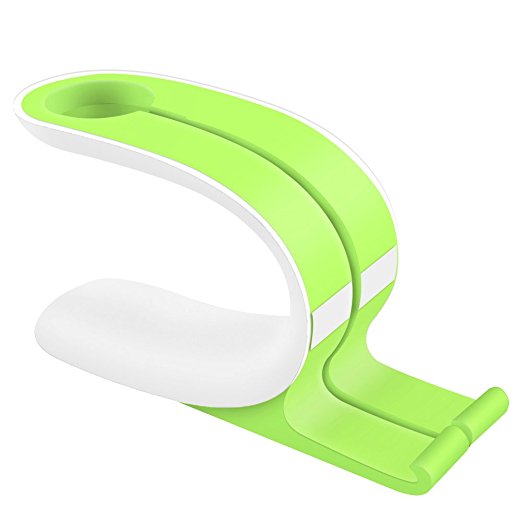 Apple Watch Stand, Airsspu 2-in-1 Stand Charging Dock Station Sturdy Holder for All iPhone and Apple Watch 38mm 42mm(Green)