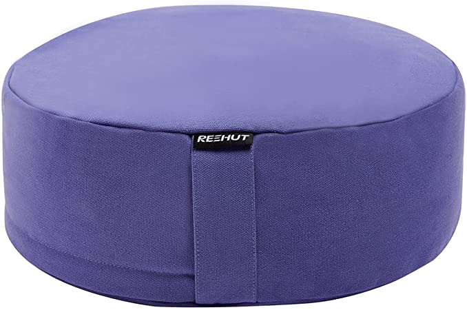 Reehut Zafu Yoga Meditation Cushion, Round Yoga Buckwheat Bolster Pillow with Cotton Cover and Carry Handle