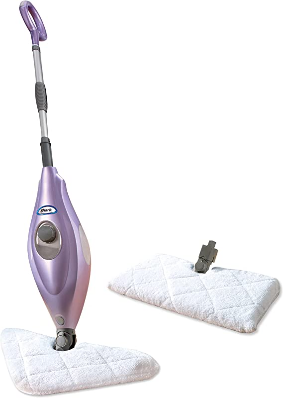 Shark S3504AMZ Steam Pocket Mop Hard Floor Cleaner with 1 Rectangle and 1 Triangle Mop Head, Natural Powerful Steam, Easy Maneuvering, Triangle & Rectangle Washable Pads, Quick Drying, Purple