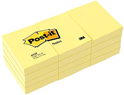 Post-it Mini Notes, 1.5x2 in, 12 Pads, America's #1 Favorite Sticky Notes, Canary Yellow, Clean Removal, Recyclable (653)