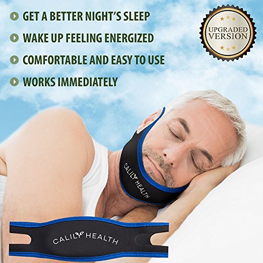Calily Health Premium Adjustable Anti-Snoring Chin Strap – Natural and Instant Snore Relief – Stop Snoring Solution – Fast & Natural [UPGRADED VERSION]