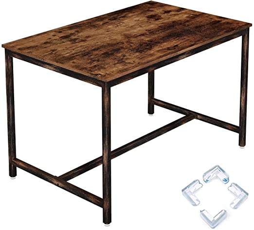 Rolanstar Rustic Dining Table for 4 People, Kitchen Table with Metal Frame, Industrial Style, for Living Room, Dining Room