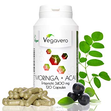 Moringa Oleifera   Acai | 120 capsules | 400mg   100mg per Capsule | High Quality Powerful Antioxidant | Vegan & Vegetarian by Vegavero